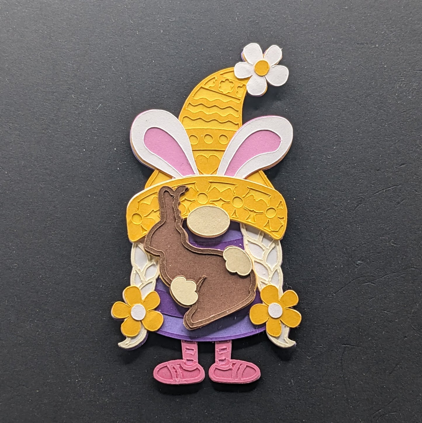 Easter Delight: Handcrafted Layered Cardstock Easter Treats Gnome Magnets