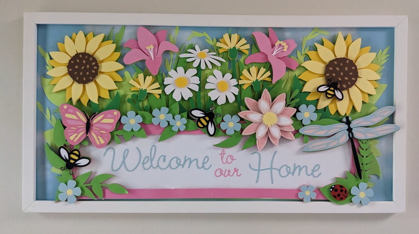 Embrace Summer Vibes with Our 10x20-Inch Layered Cardstock Customizable Welcome Wall Art - Blooming Beauty for Your Home!