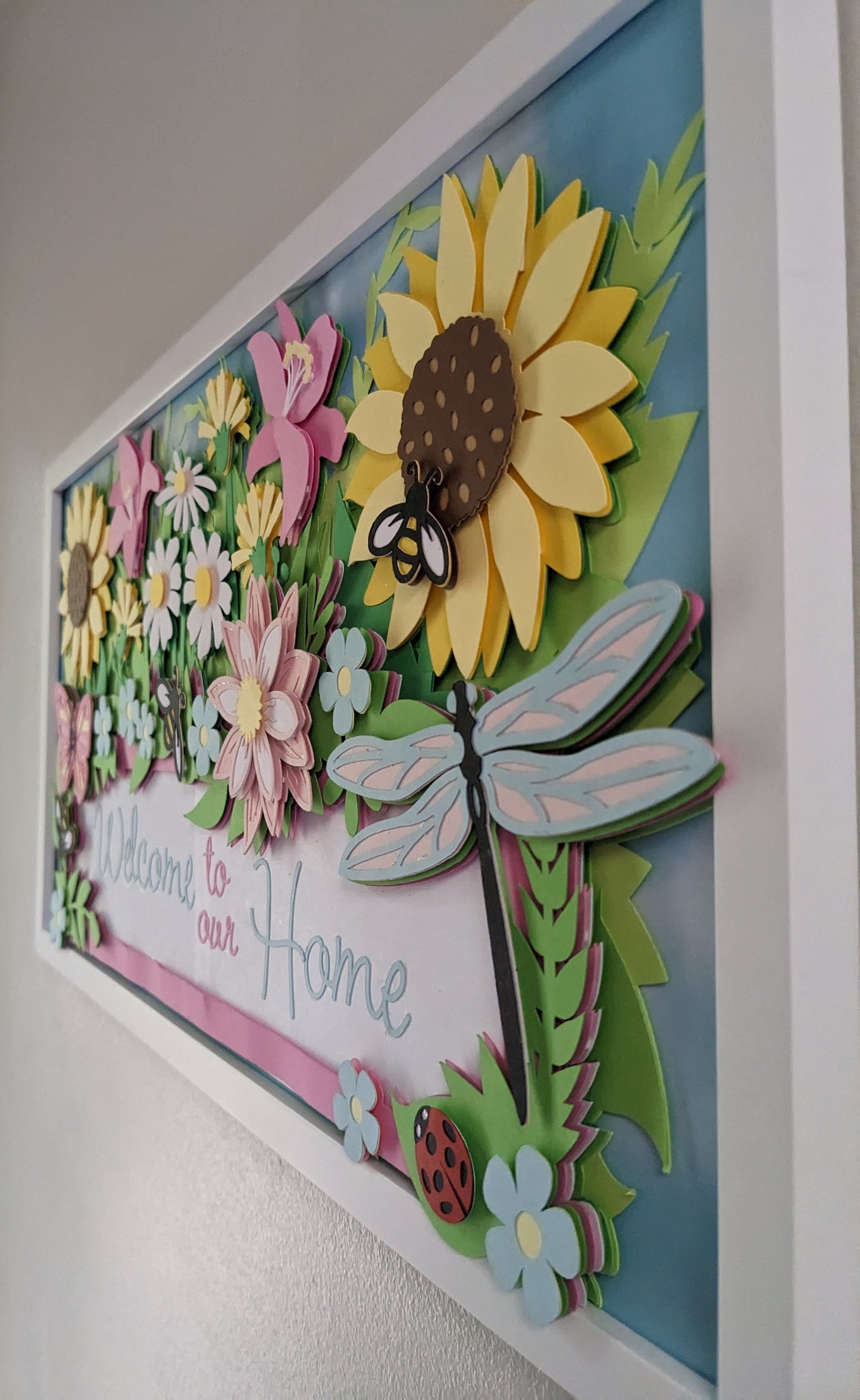 Embrace Summer Vibes with Our 10x20-Inch Layered Cardstock Customizable Welcome Wall Art - Blooming Beauty for Your Home!