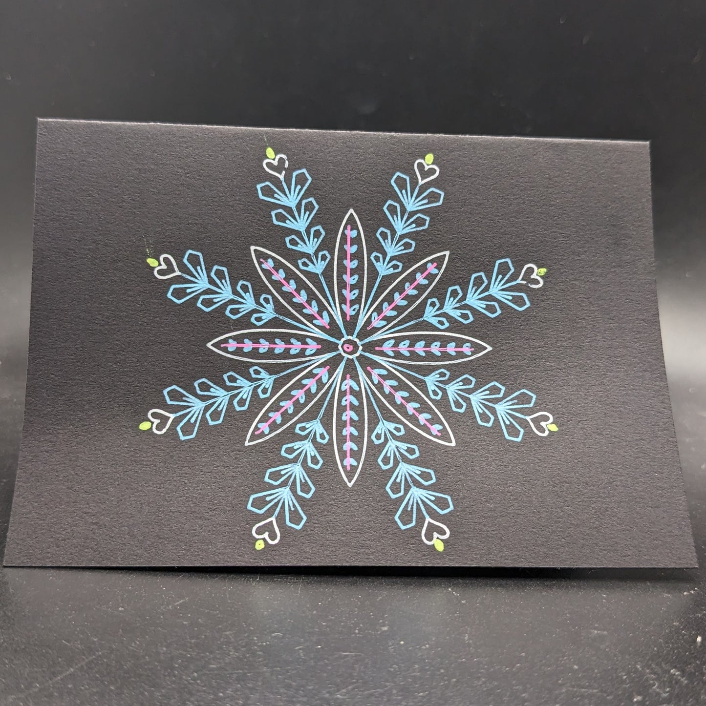 Winter Whispers: 3.5"x5" Multicolor Opaque Pen Snowflake Cards - Pack of 5