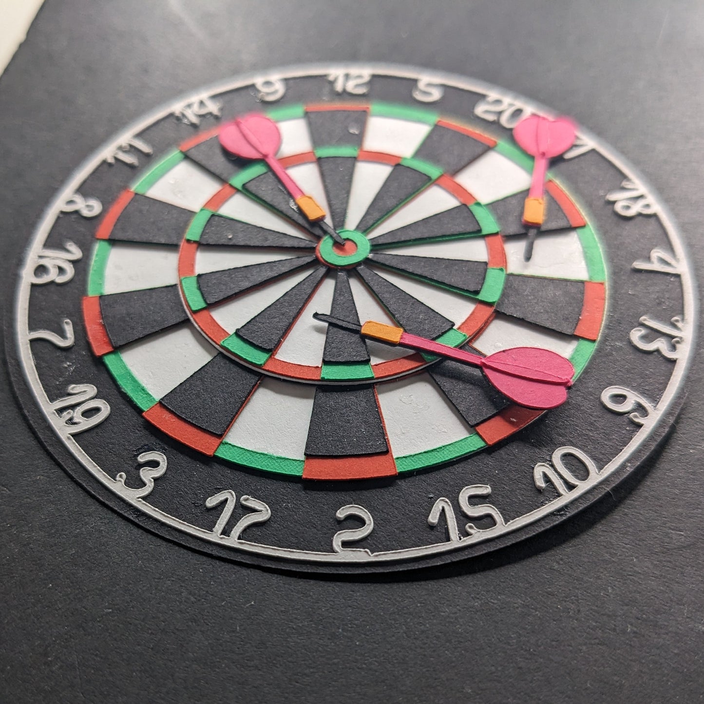 Miniature Layered Cardstock Dartboard Magnet - Precision Crafted Game Decor