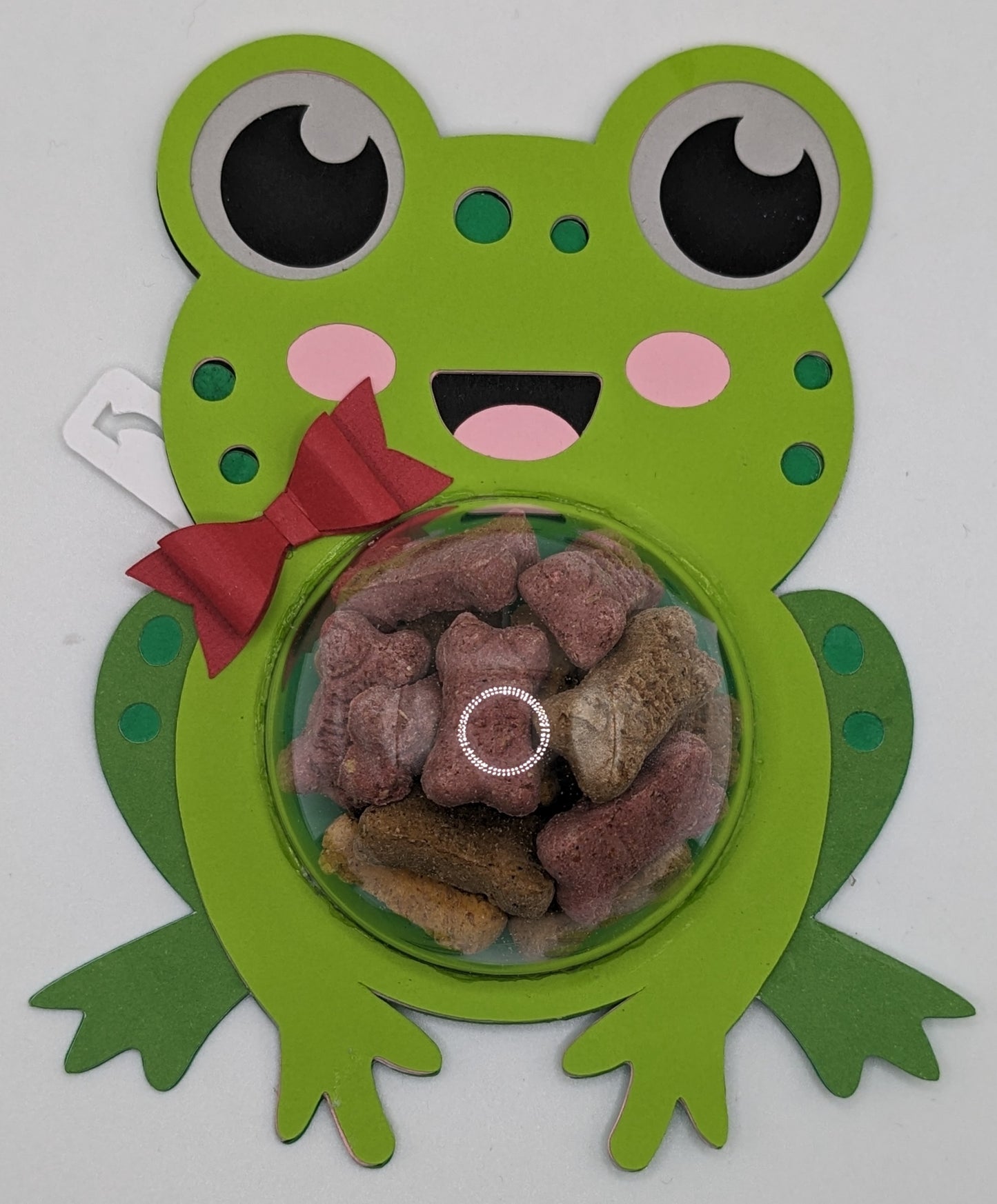 Refillable Frog with Bow Dog Treat Dome