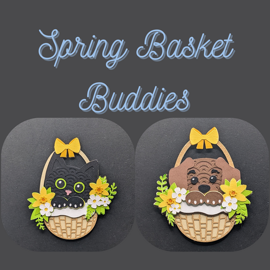 Spring Basket Buddies: 3-Inch Layered Cardstock Dog and Cat Magnet