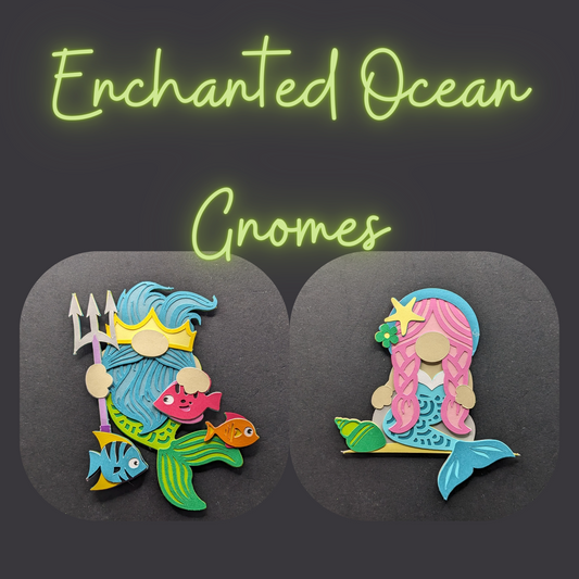 Enchanted Ocean Gnomes: 3-Inch Layered Paperstock Magnets