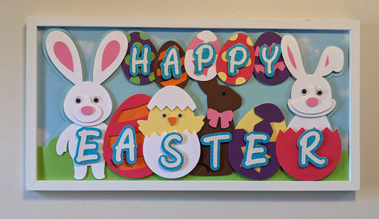 10x20-inch Happy Easter Layered Cardstock Sign - A Burst of Spring Colors!