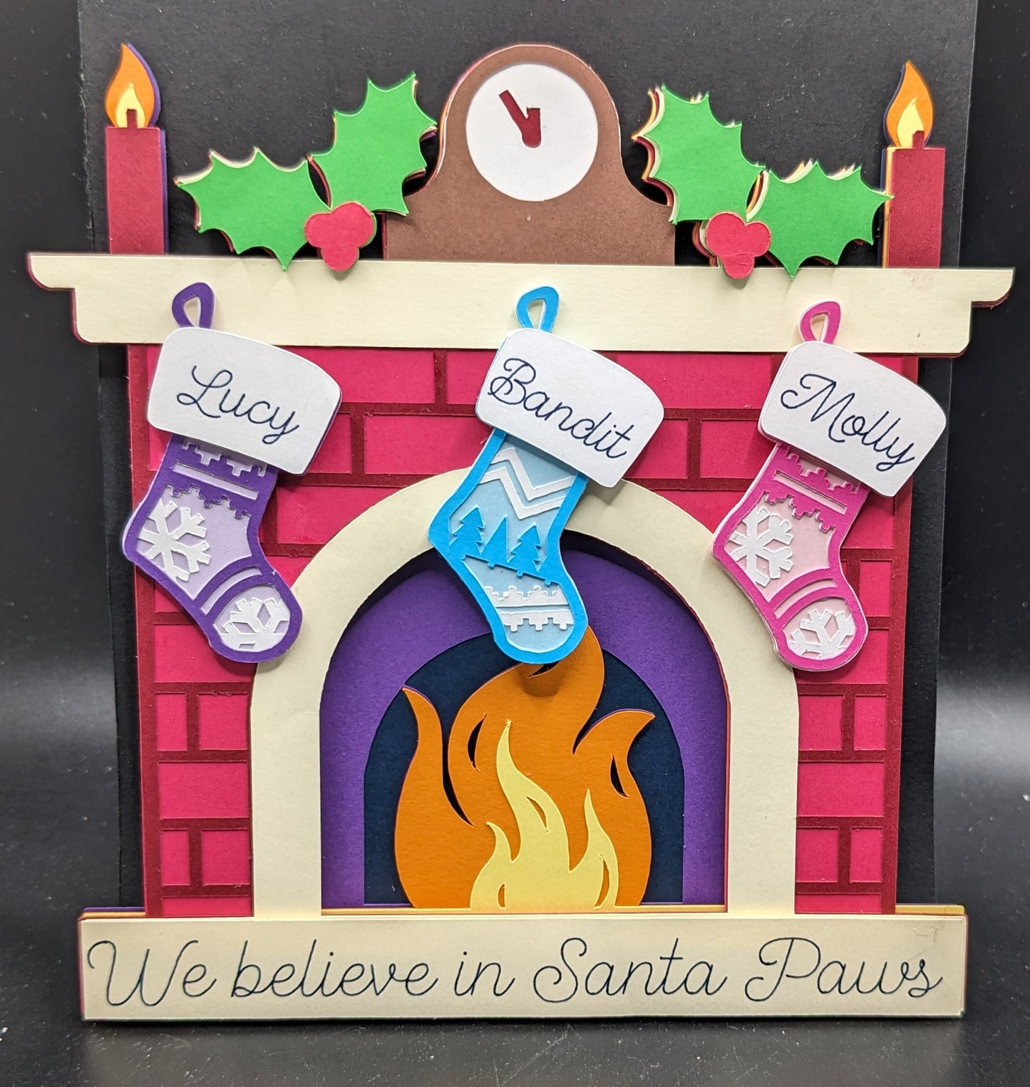 Christmas Family Stocking Fireplace Shadowbox