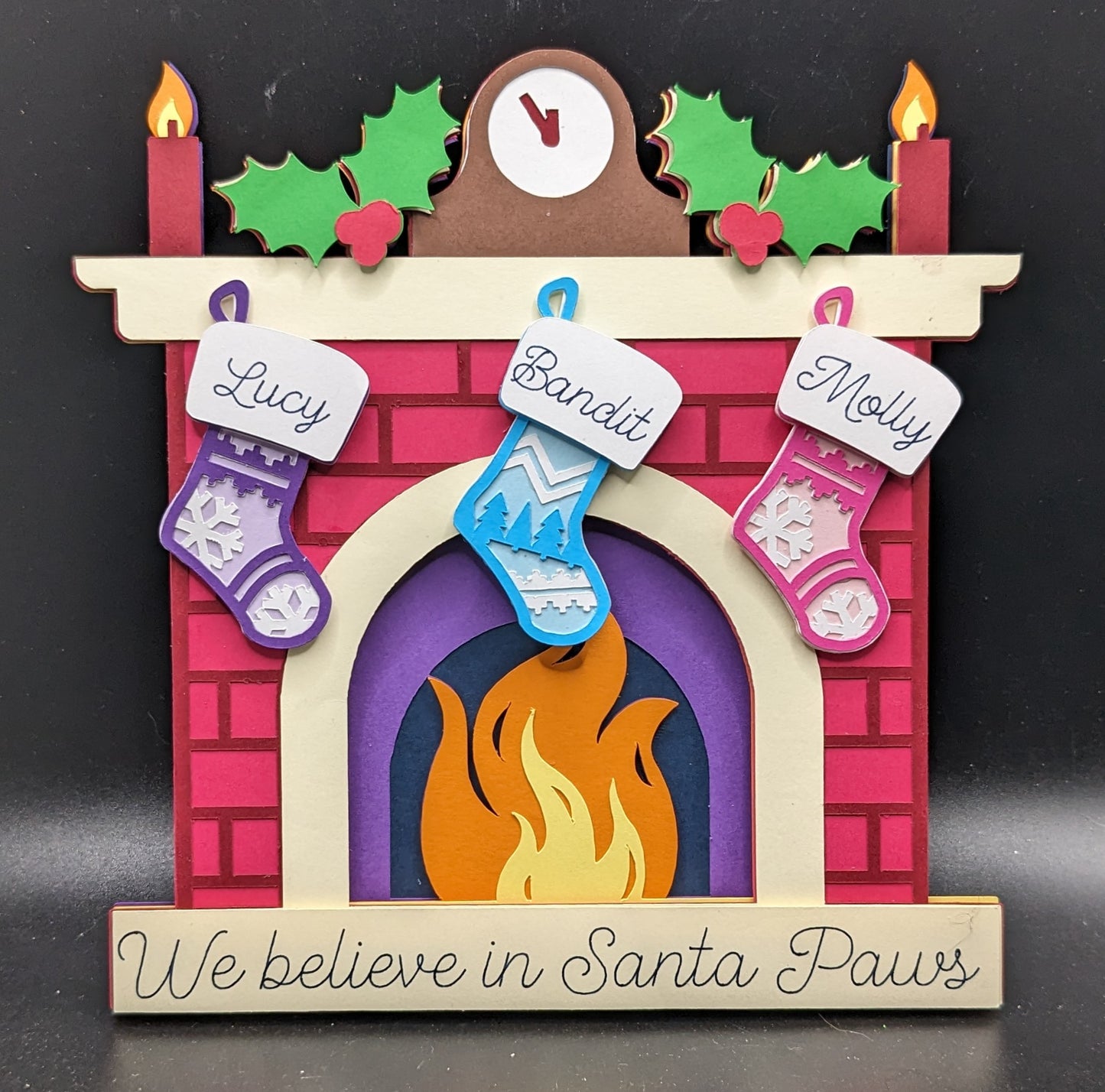 Christmas Family Stocking Fireplace Shadowbox