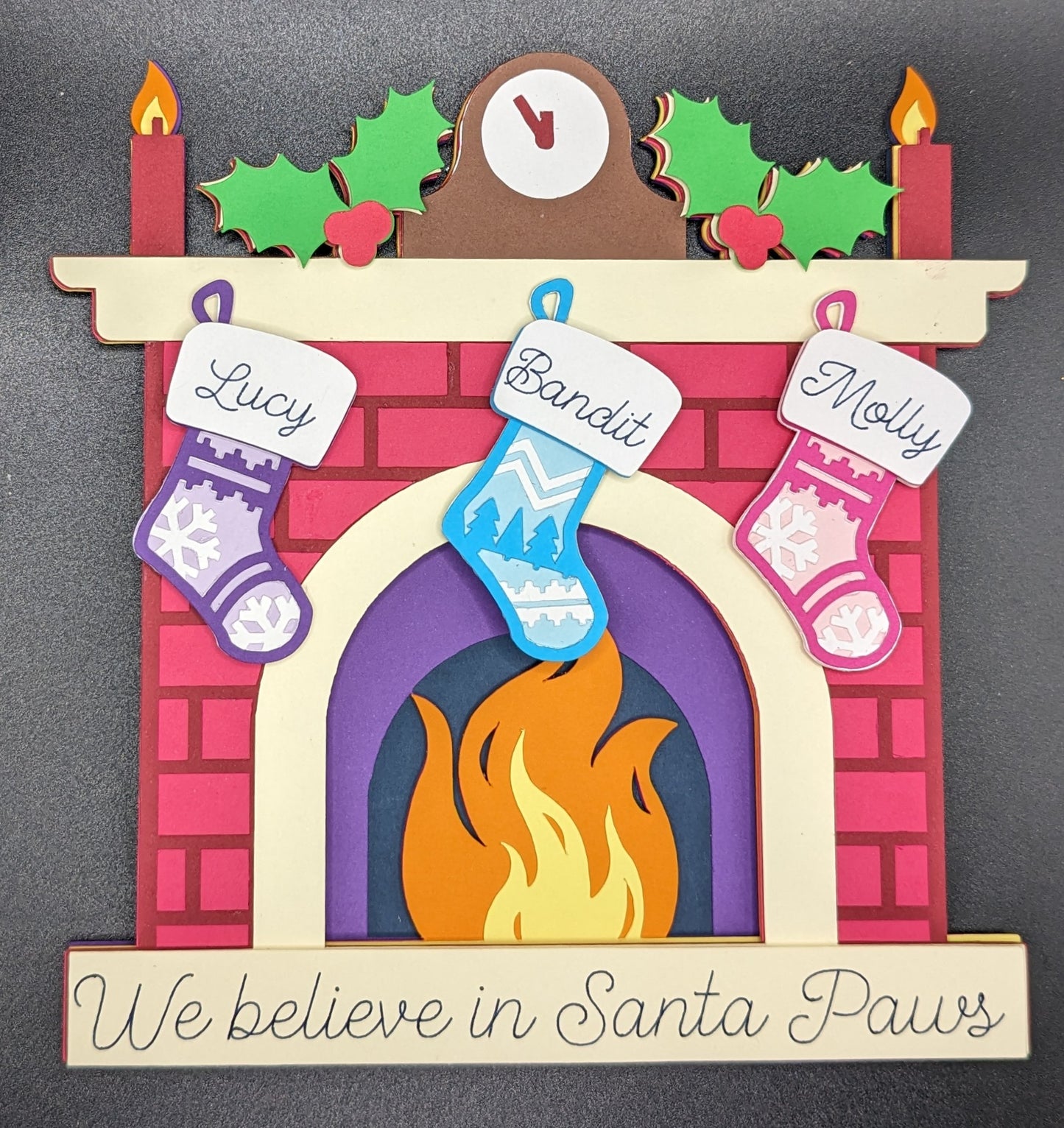 Christmas Family Stocking Fireplace Shadowbox