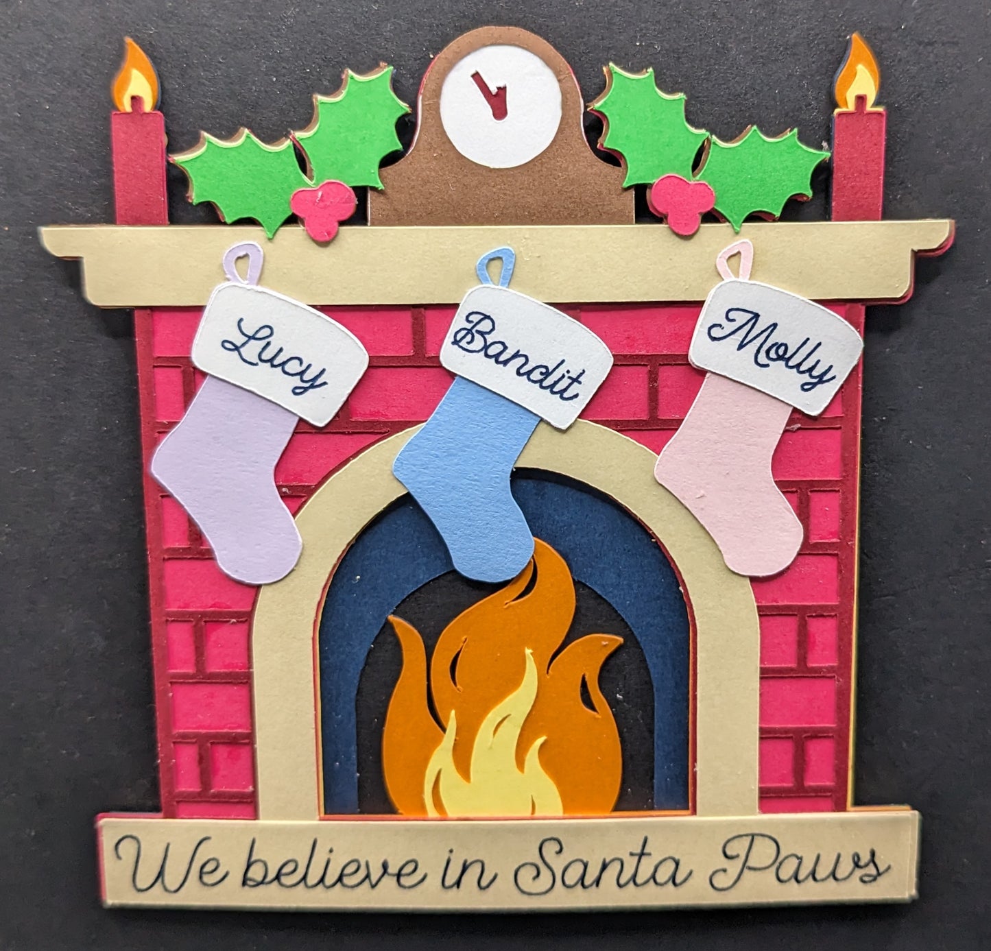 Christmas Family Stocking Fireplace Shadowbox