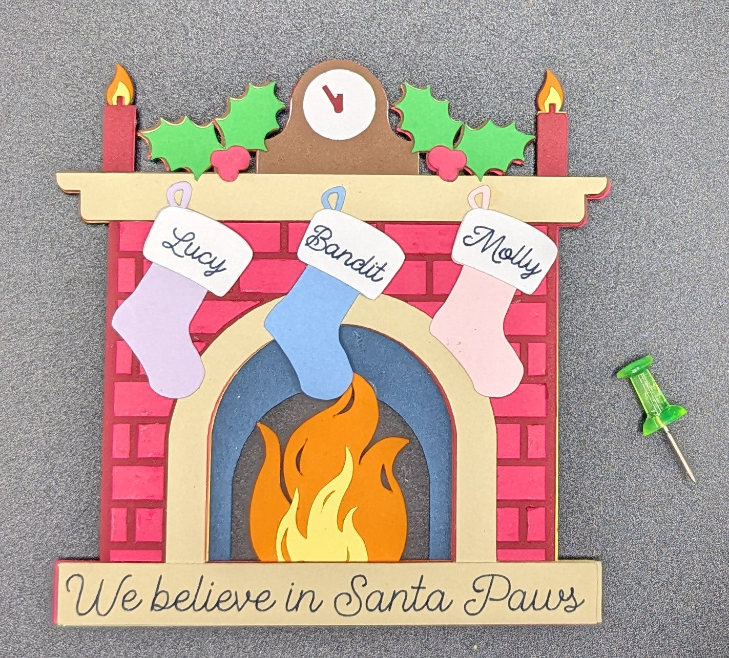 Christmas Family Stocking Fireplace Shadowbox