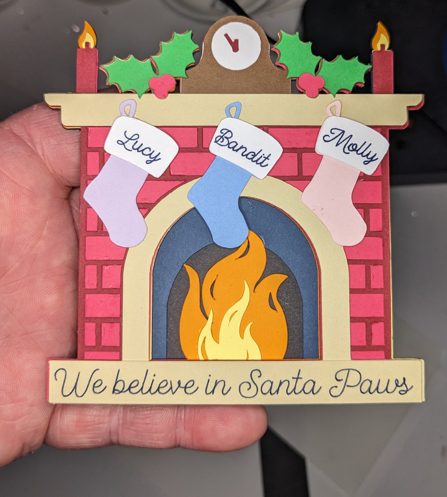 Christmas Family Stocking Fireplace Shadowbox