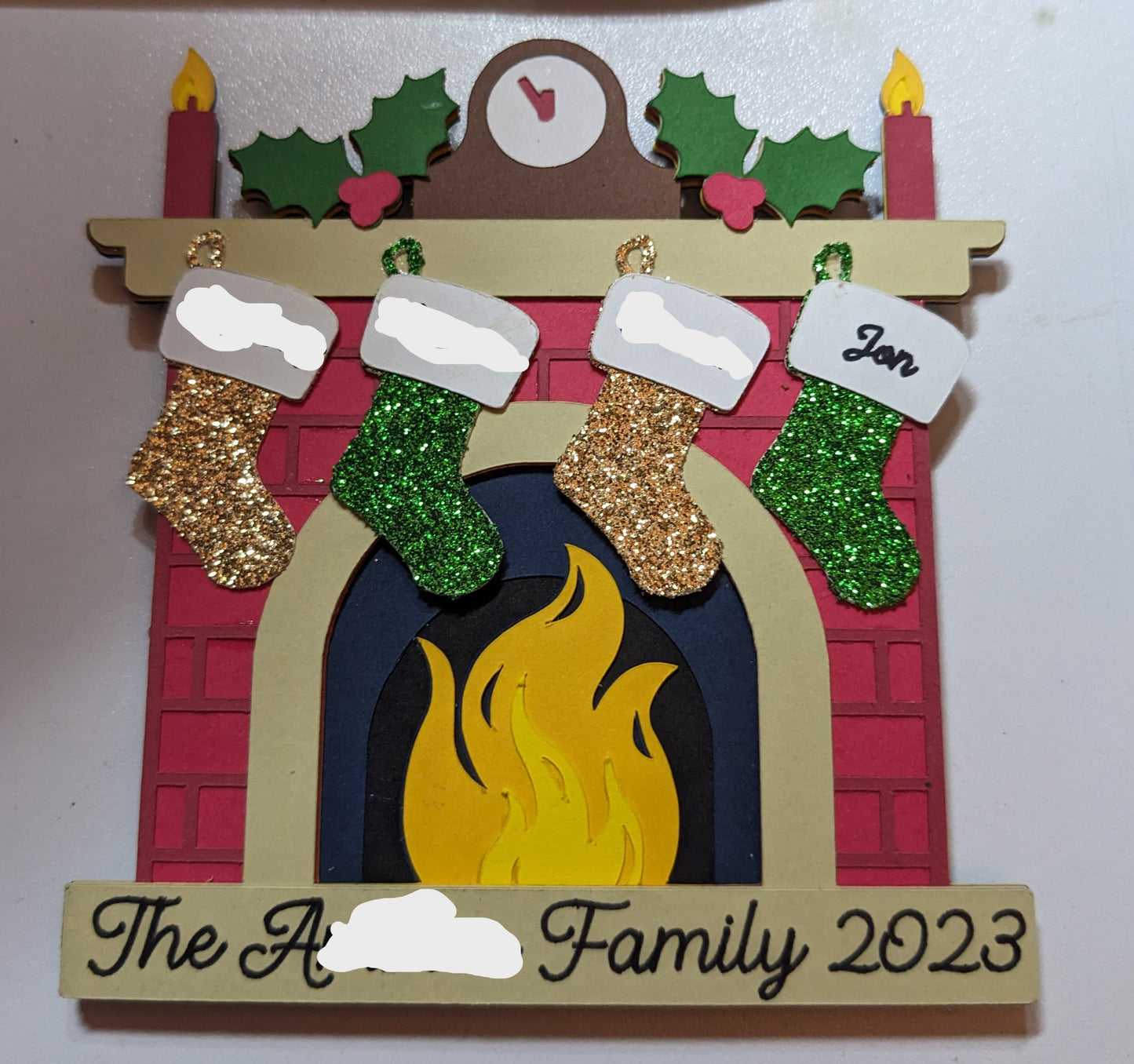 Christmas Family Stocking Fireplace Magnet