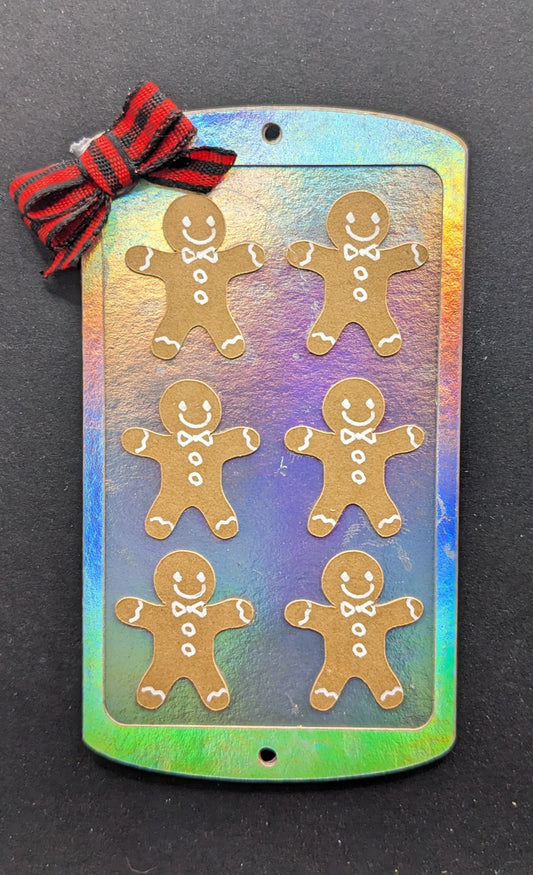🍪 Miniature Delight: 3-Inch Layered Cardstock Gingerbread Man Cookie Sheet Magnet with Tiny Bow - Festive Charm for Your Fridge! 🎀✨