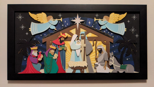 Divine Dimensions: 10"x20" Layered Nativity Scene Wall Art