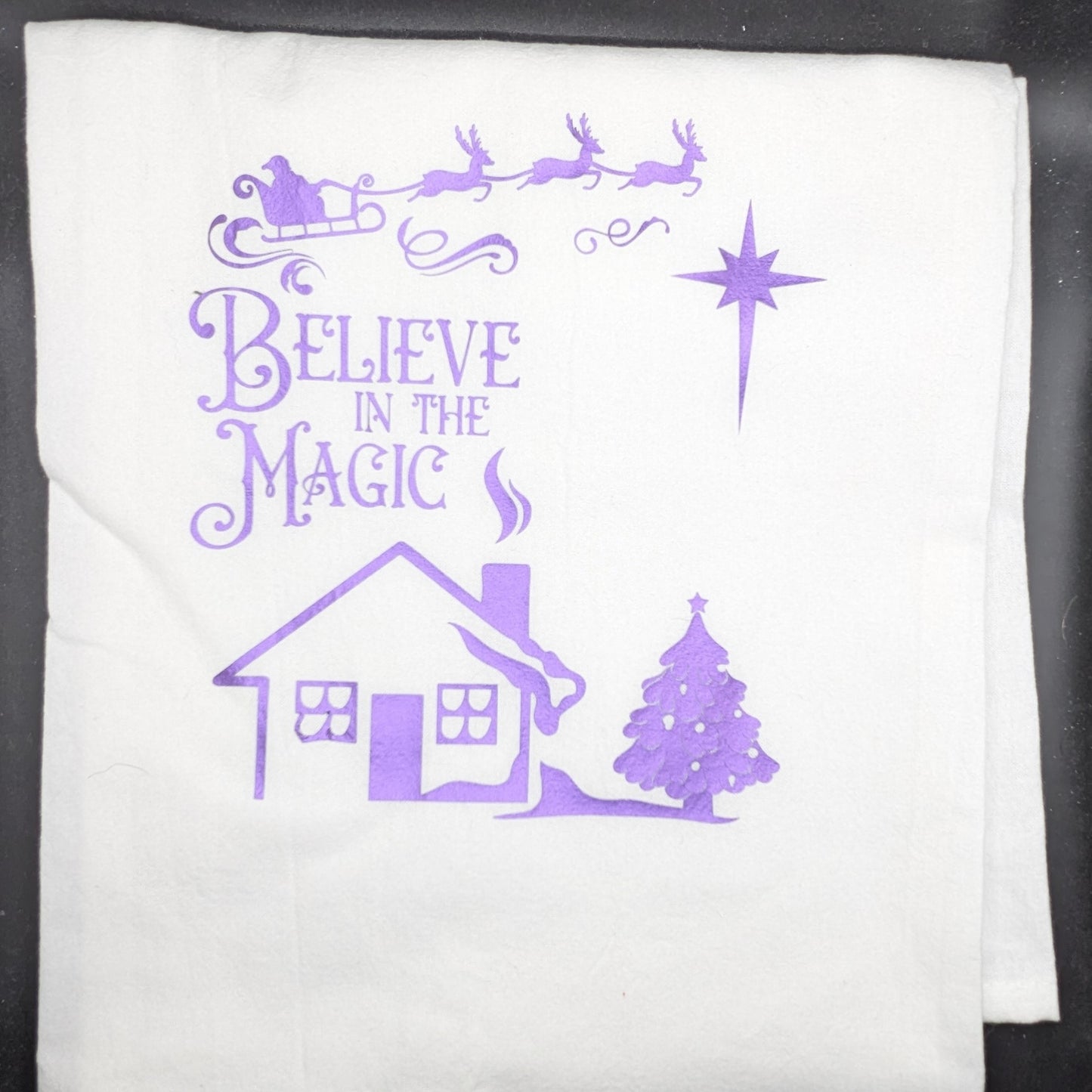 Whimsy & Warmth: Adorable Christmas Tea Towel with HTV Accents