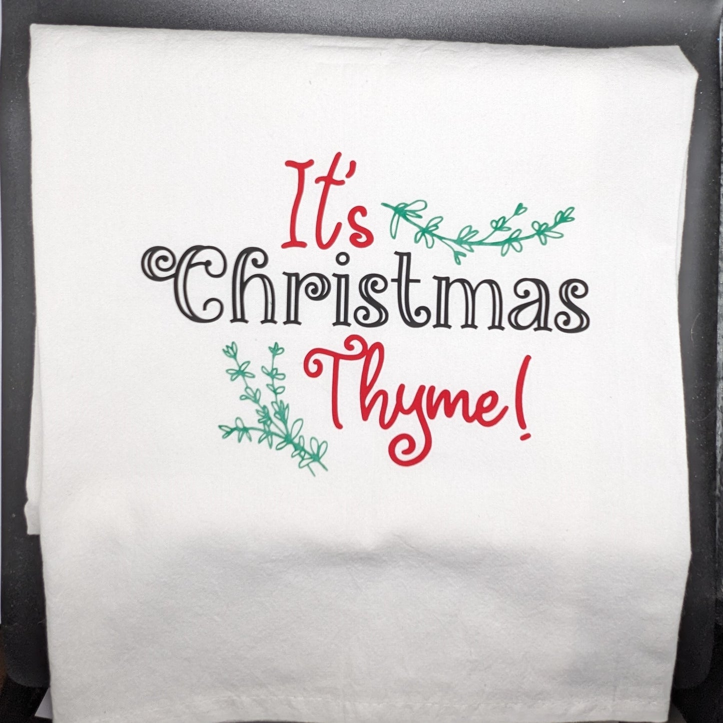 Whimsy & Warmth: Adorable Christmas Tea Towel with HTV Accents