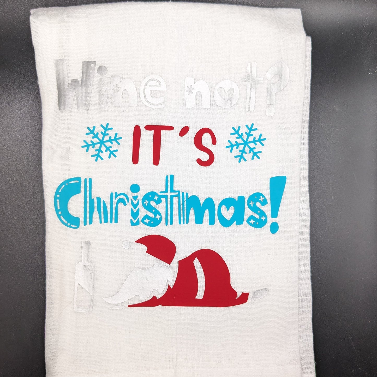 Whimsy & Warmth: Adorable Christmas Tea Towel with HTV Accents