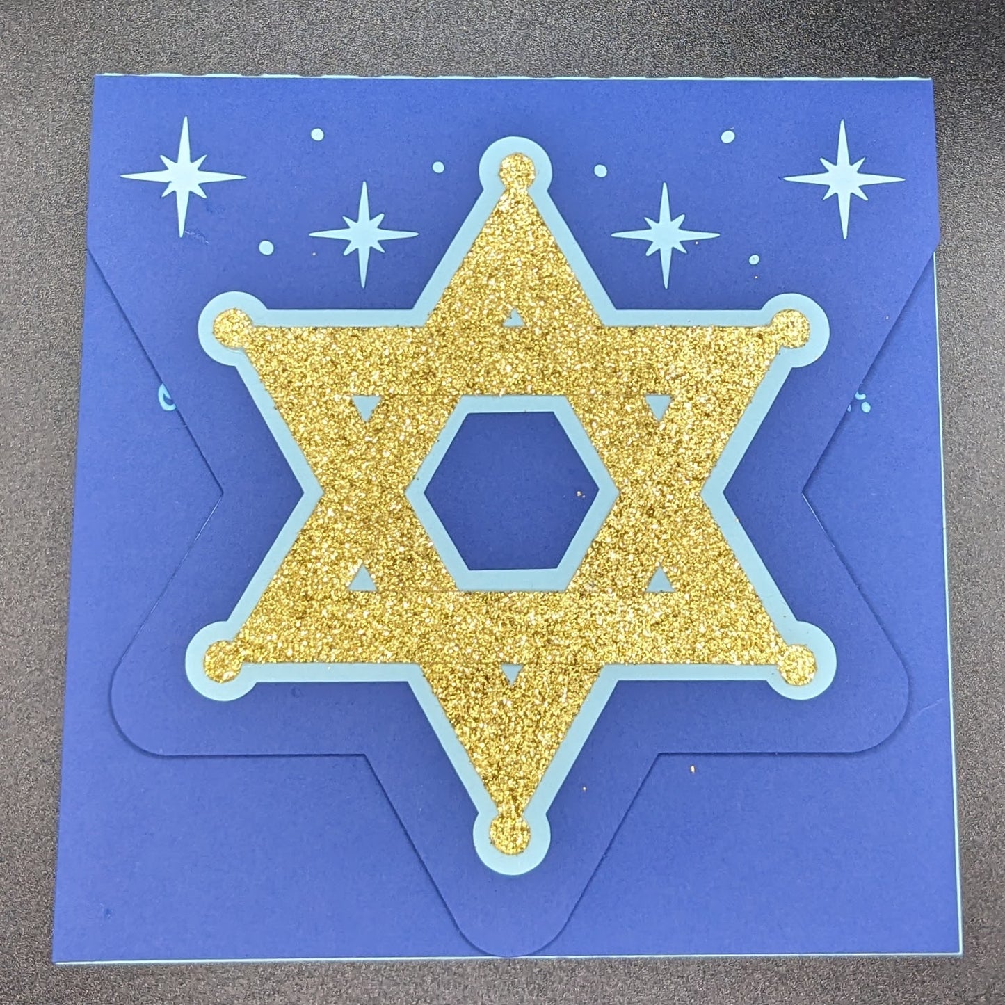 Celestial Glow Hanukkah Card with Endless Glitter Gold Star