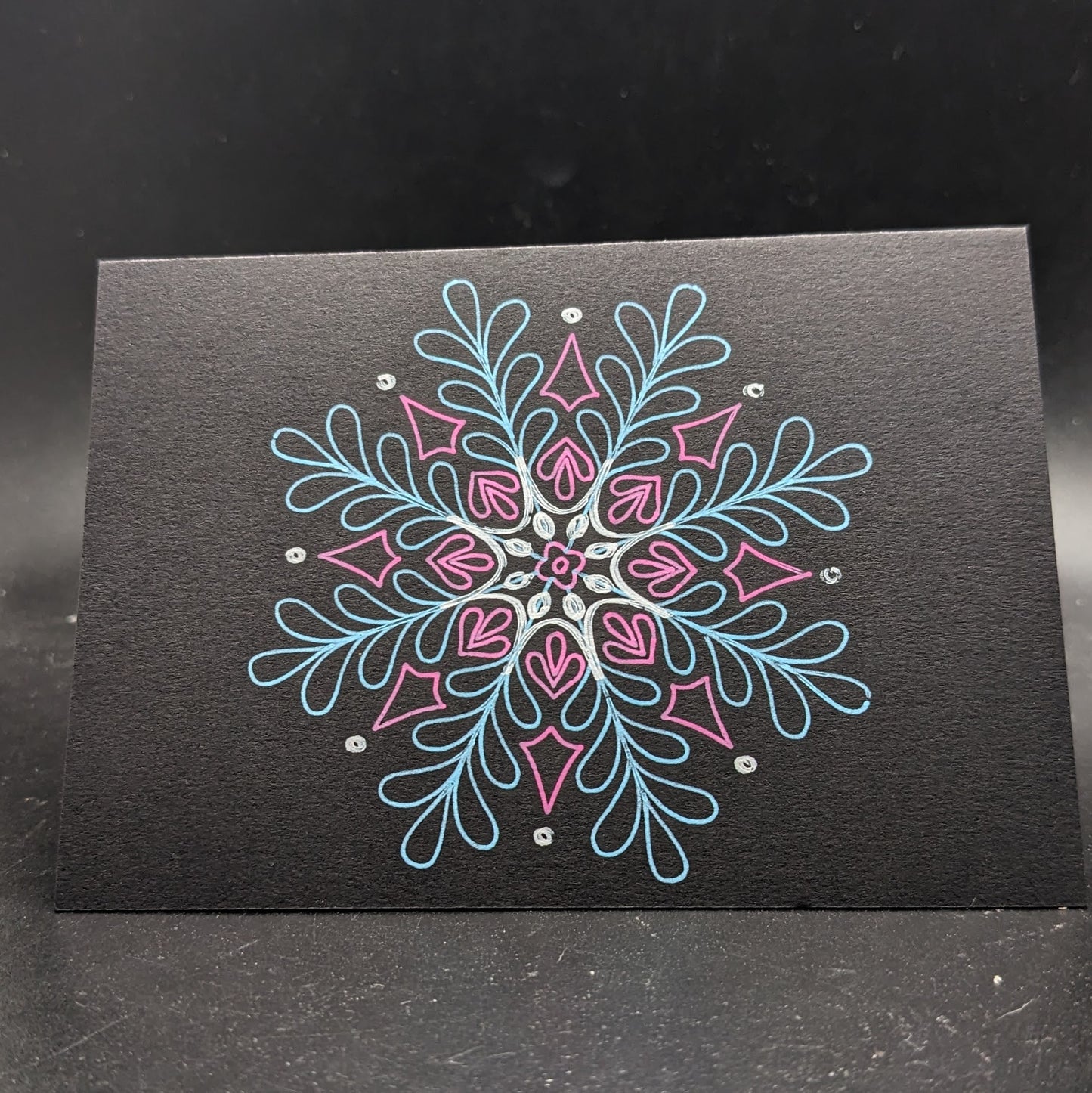 Winter Whispers: 3.5"x5" Multicolor Opaque Pen Snowflake Cards - Pack of 5