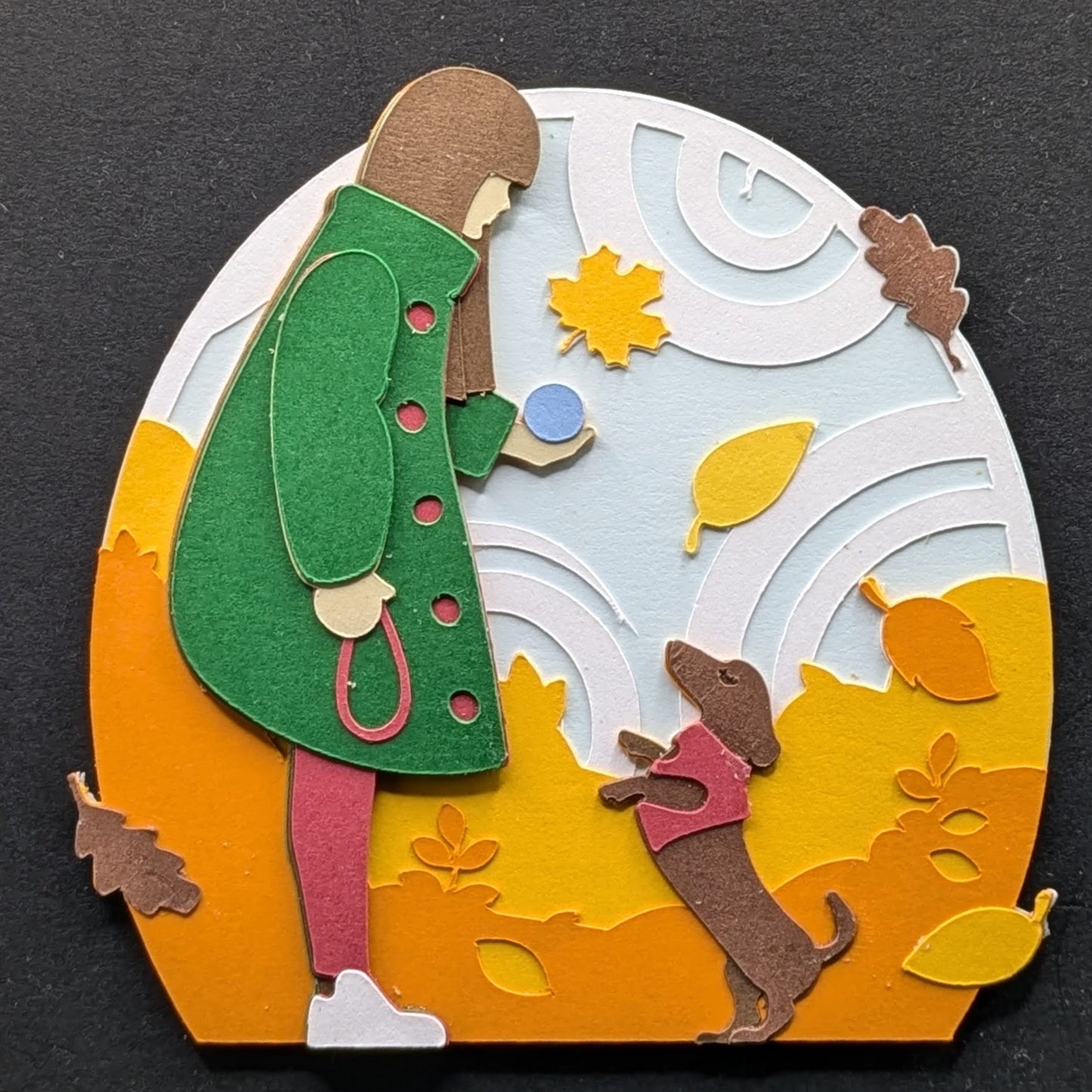 Autumn Stroll: Handcrafted Layered Cardstock Magnet