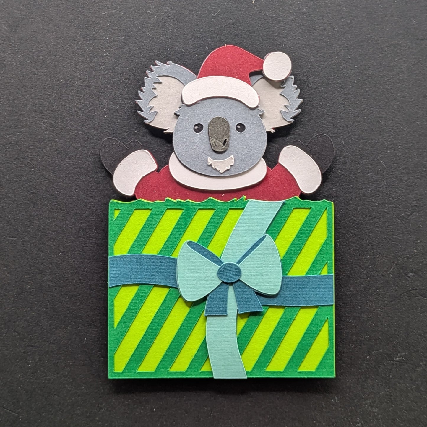 Festive Koala in Gift Box Layered Cardstock Magnet