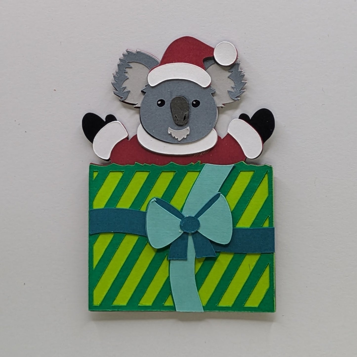 Festive Koala in Gift Box Layered Cardstock Magnet