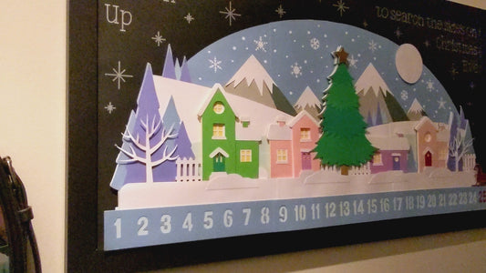 Find Joy Every Day: 12x24 Layered Cardstock Reusable Advent Calendar with Moving Sleigh