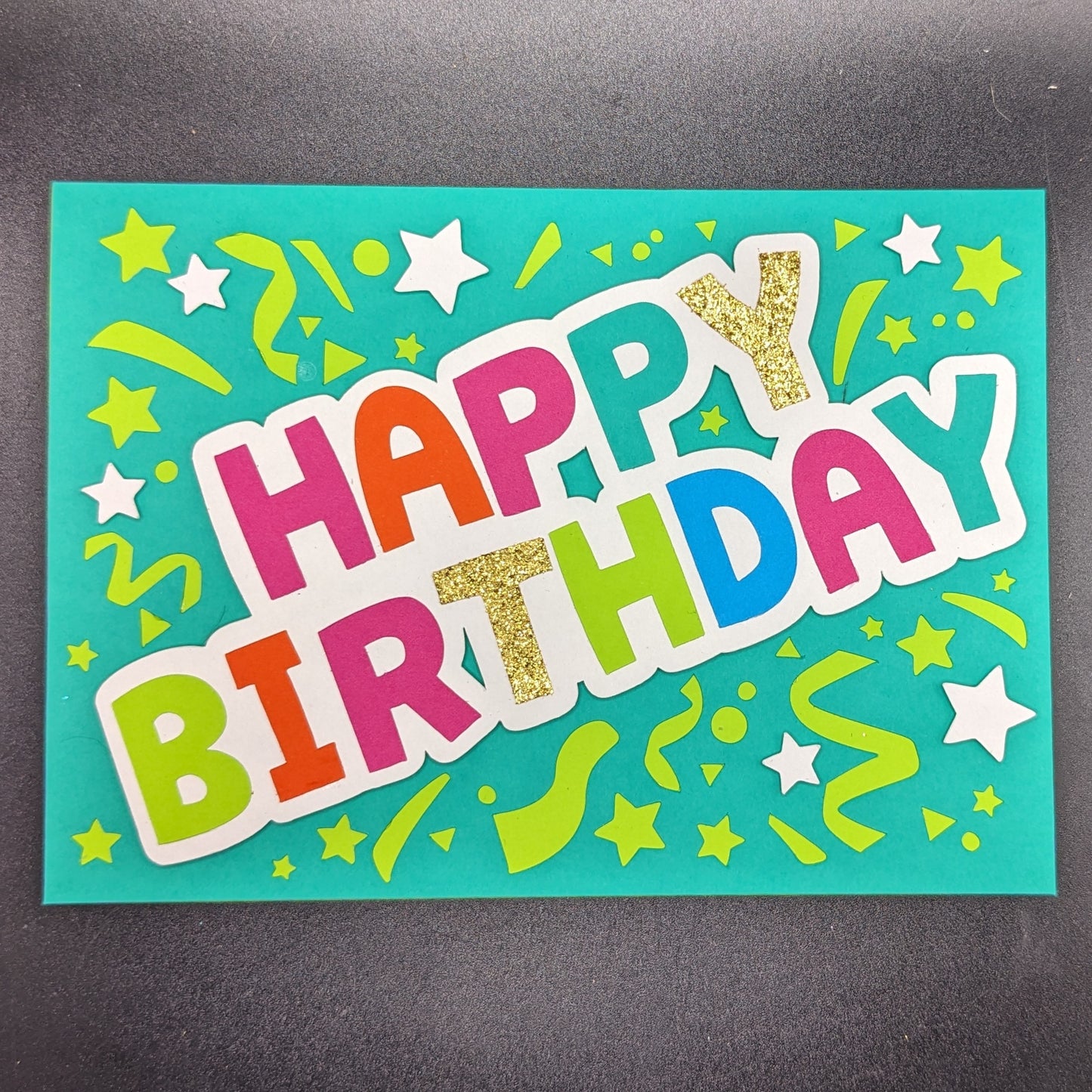 Vibrant Celebration - Handcrafted 5x7 Layered Cardstock Birthday Card