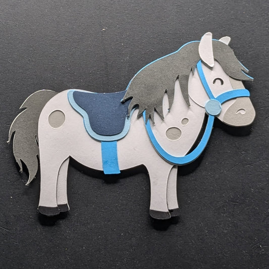 Charming Equine Elegance: 3-Inch Layered Cardstock Horse Magnet