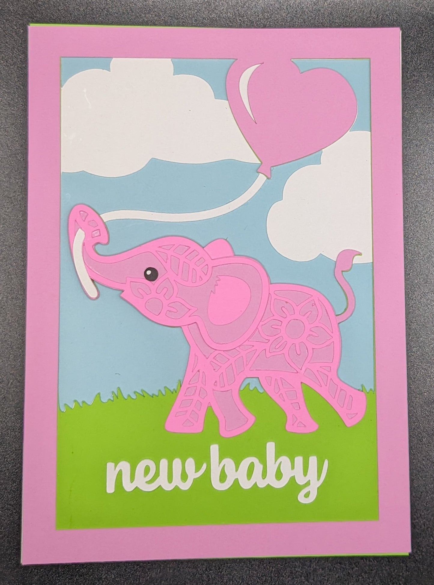 New Baby Elephant Layered Cardstock Card