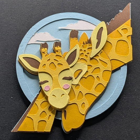 Savanna Bond - Mother and Baby Giraffe 3D Layered Cardstock Magnet