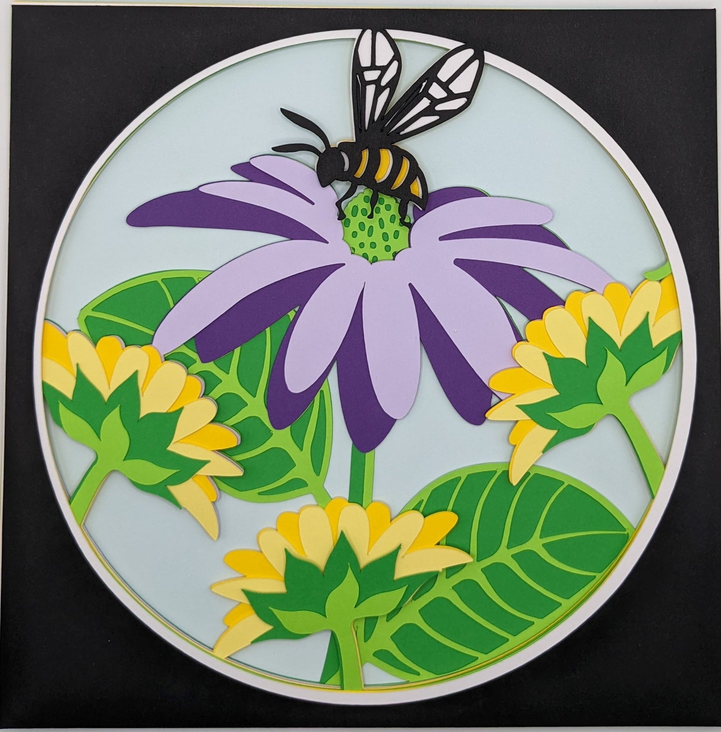 Bee on Flower Shadow Box