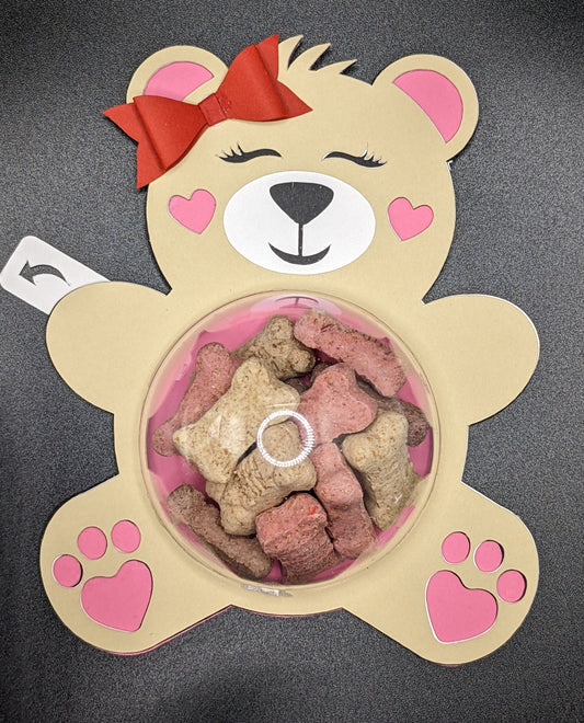 Refillable Bear with Bow Dog Treat Dome