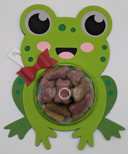 Refillable Frog with Bow Dog Treat Dome