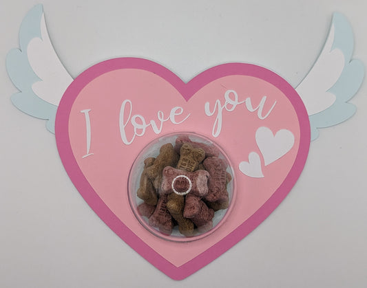 "I love you" heart with wings Dog Treat Dome
