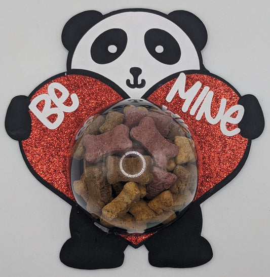 Refillable "Be Mine" Panda Dome with Dog Treats