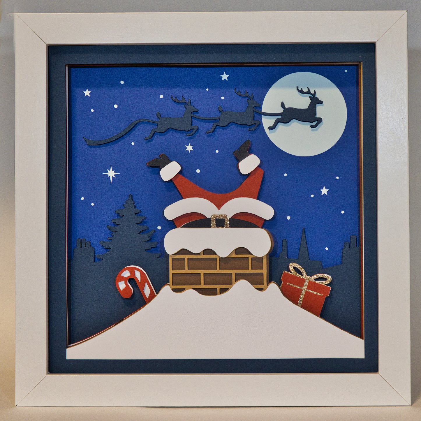 Santa's in the Chimney Shadow Box